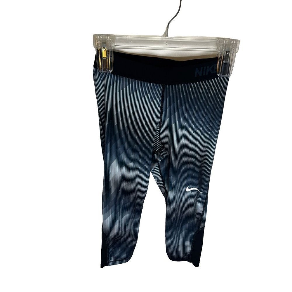 NIKE PRO Blue Gray‎ Cropped Active Performance Leggings 865948-464 Womens sz S